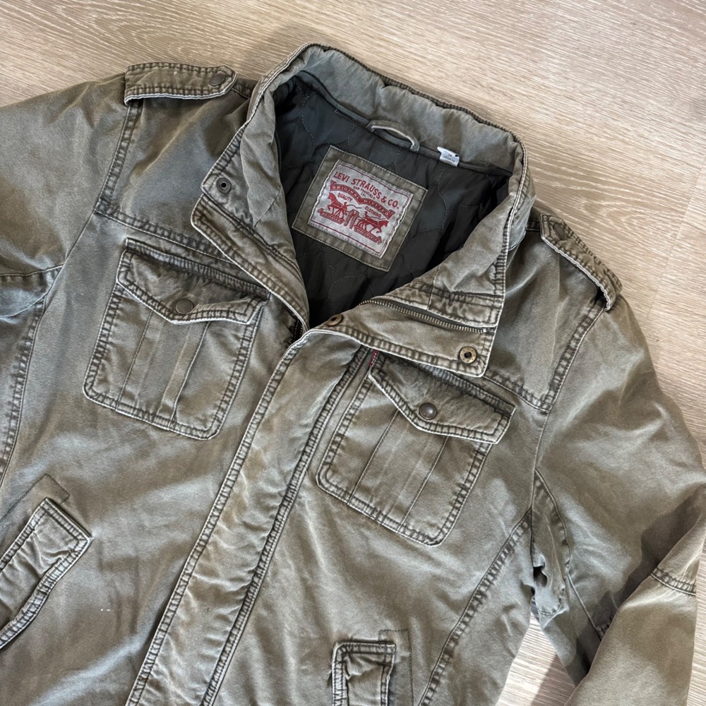 Levi's Military Field Jacket Mens M Olive Green Cotton Canvas Utility LM2KC314